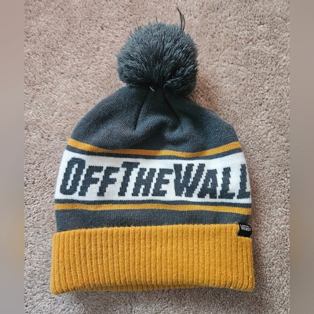 Vans Green and Yellow Pom Pom Beanie